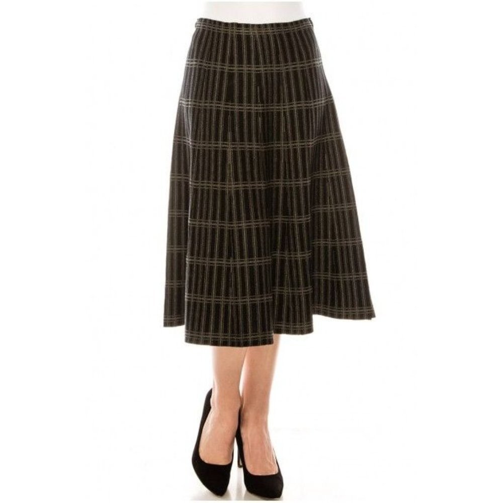 NWT YAL New York Midi SKIRT SKA211 SILVER LUREX Size‎ Small